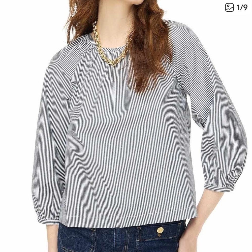J. Crew Black and White Striped Blouse Size Large